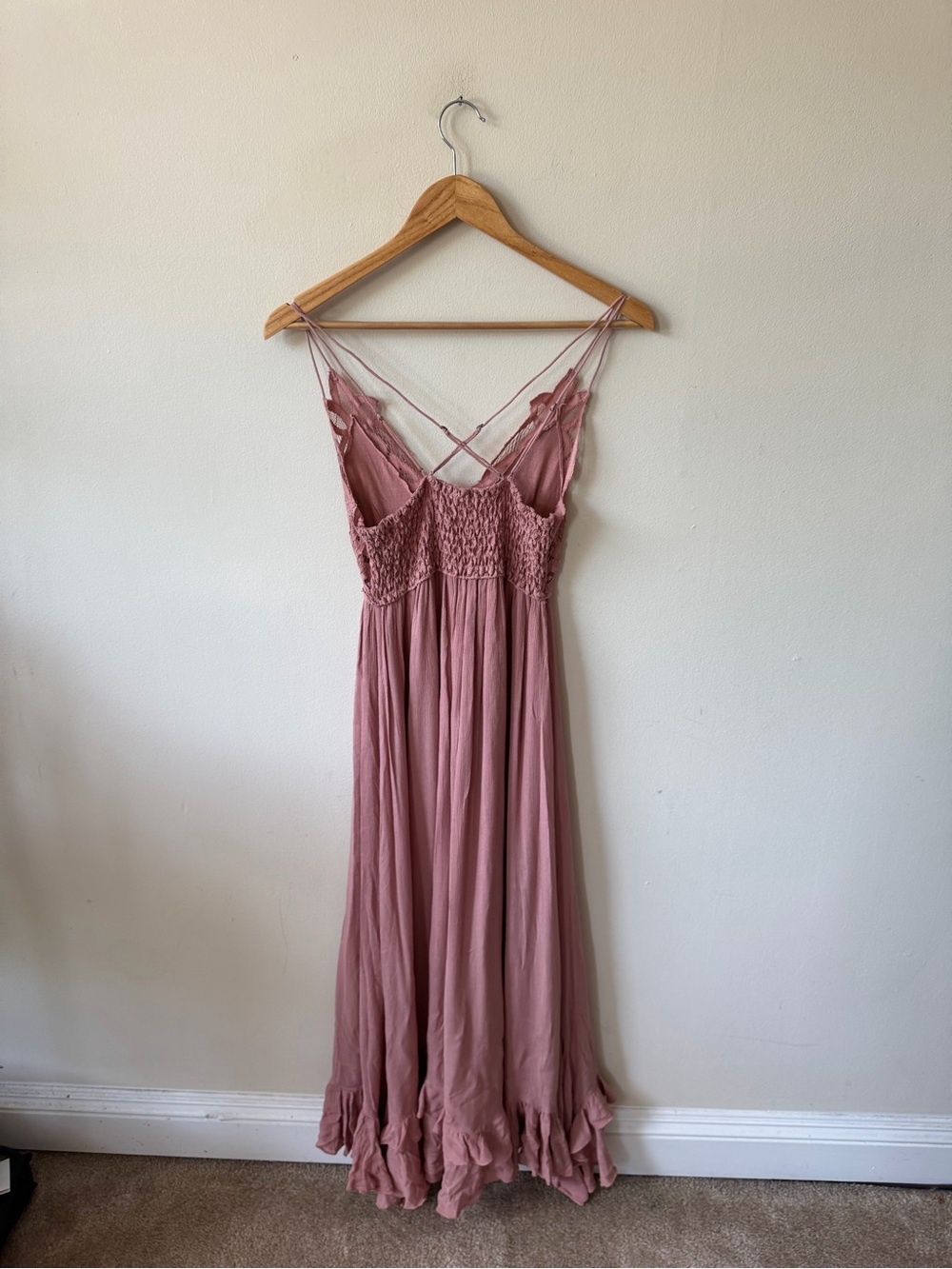 Free People One Blush Pink Lace-Trim Maxi Dress - Picture 10 of 10